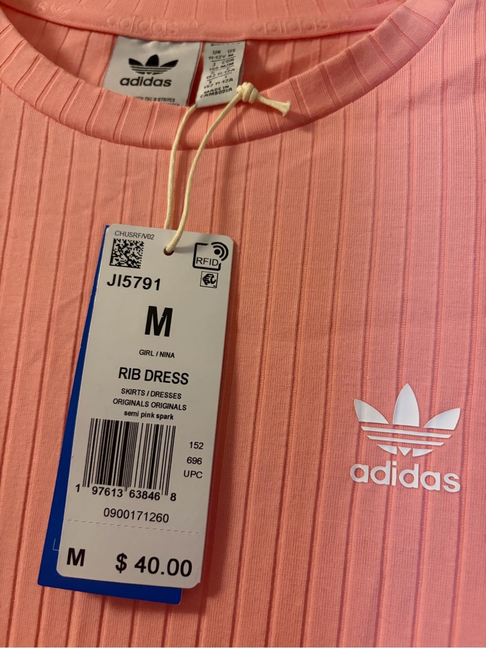 adidas Girls' Ribbed Pink Casual Dress - Picture 4 of 6